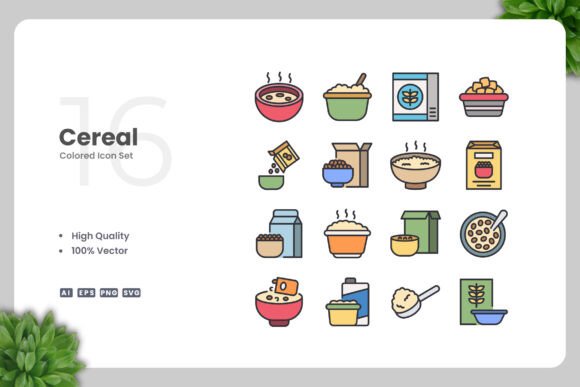 Cereal Color Icons: Essential Graphics for Sellers