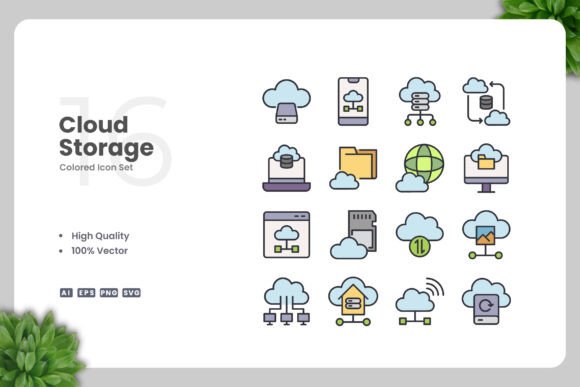 Cloud Storage Icons: Graphics for Modern Brands