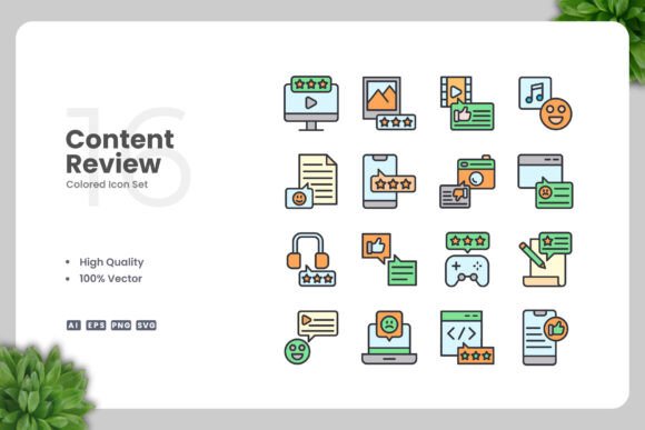 Content Review Color Icons: Graphics and Icons