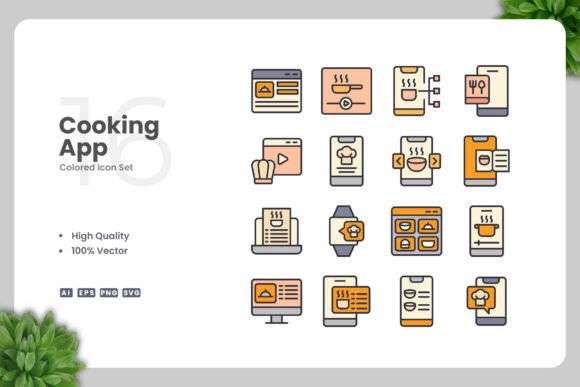 Cooking App Color Icons: Graphics & Icons for Crafters