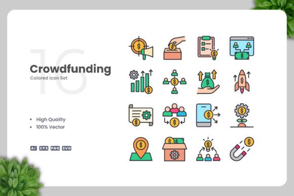 Crowdfunding Color Icons: Graphics for Crafters