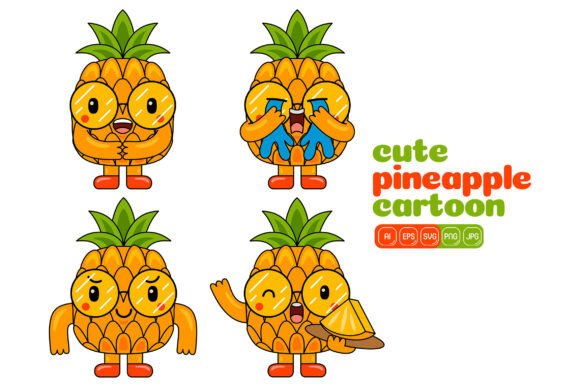Cute Pineapple Mascot Vector Pack 03: Graphics & Illustrations