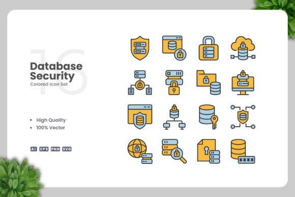Database Security Icons: Clean Graphics for Modern Design