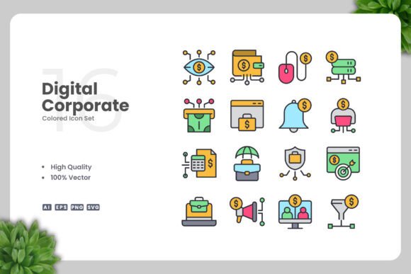 Digital Corporate Colored Icons: Graphics for Branding