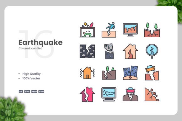 Earthquake Colored Icons: Vibrant Graphics for Modern Brands