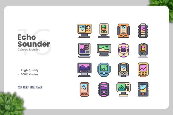 Echo Sounder Colored Icons: Essential Graphics for Branding