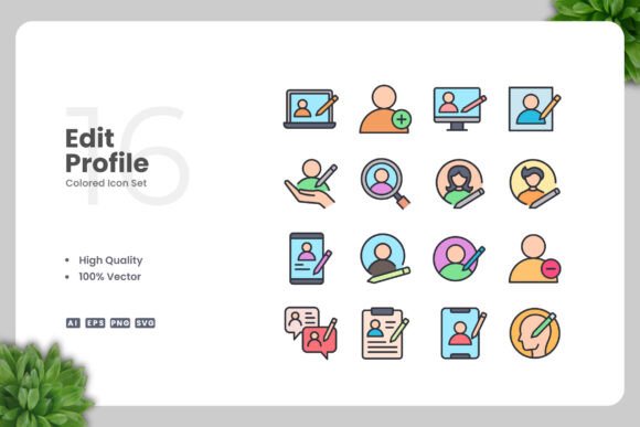 Edit Profile Colored Icons: Graphics for Modern Websites