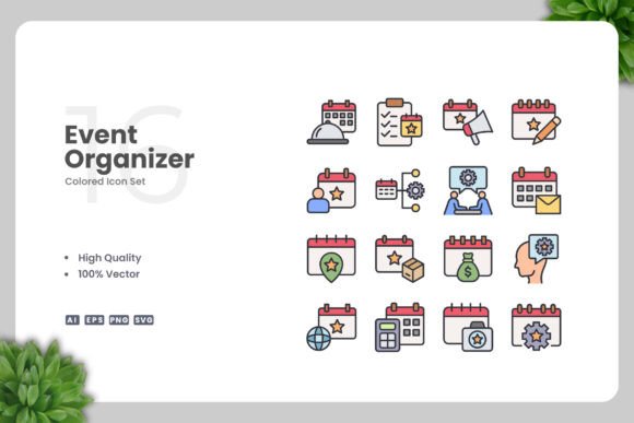 Event Organizer Color Icons: Graphics for Sellers