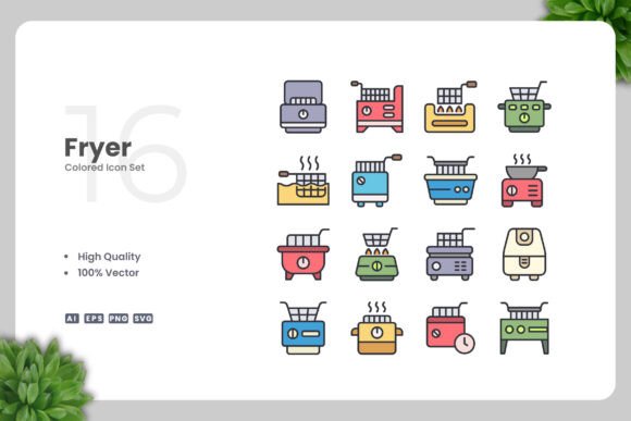 Fryer Colored Icons: Modern Graphics for Editorial Use