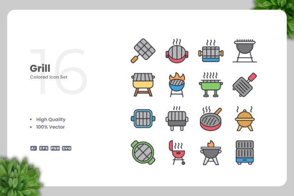 Grill Colored Icons: Essential Graphics for Crafters