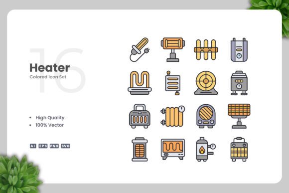 Heater Colored Icons: Graphics & Icons for Crafters