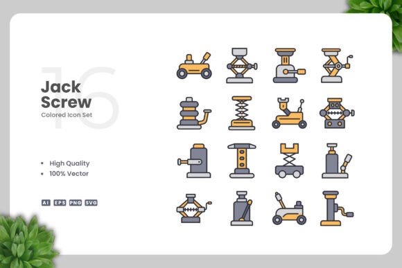 Jack Screw Colored Icons: Graphics for Crafters
