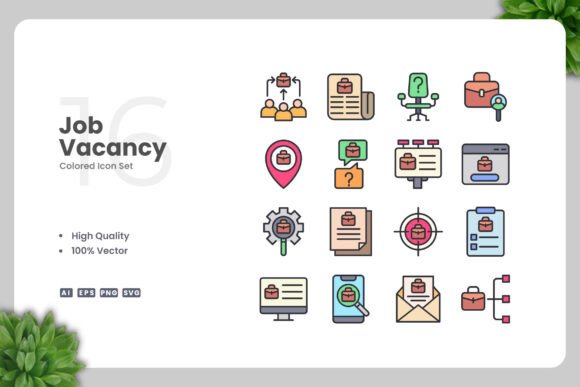 Job Vacancy Colored Icons: Graphics for Crafters