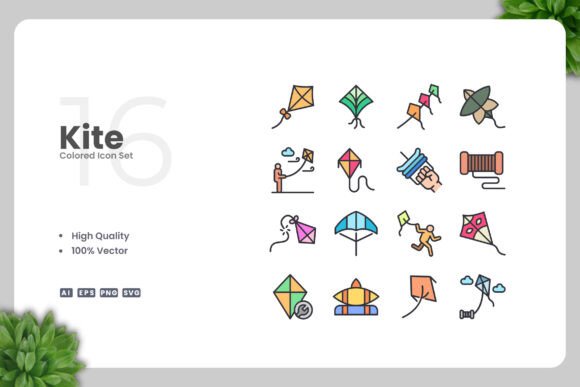 Kite Colored Icons: Fresh Graphics for Local Branding