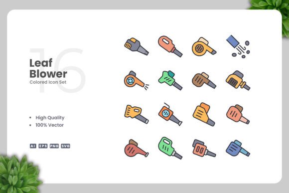 Leaf Blower Colored Icon: Essential Graphics & Icons
