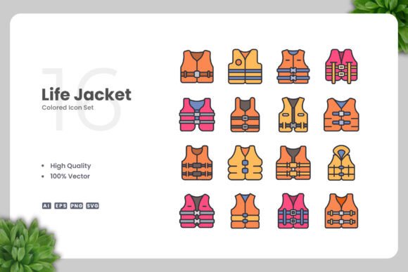 Life Jacket Colored Icon: Essential Graphics and Icons