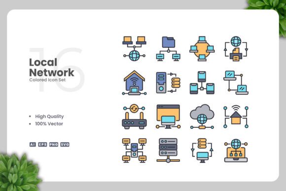 Local Network Colored Icons: Essential Graphics & Icons
