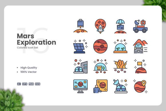 Mars Exploration Graphics: Icons for Modern Design