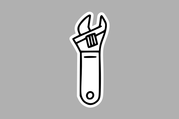 Minimalist Wrench Doodle: Graphics & Illustrations