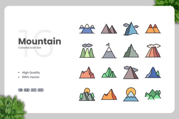 Mountain Colored Icons: Essential Graphics for Modern Design