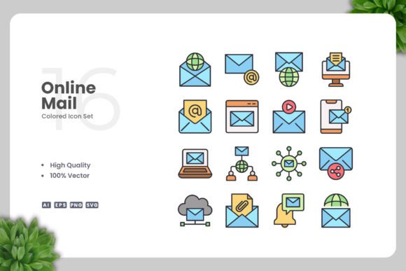 Online Mail Colored Icons: Essential Graphics for Blogs