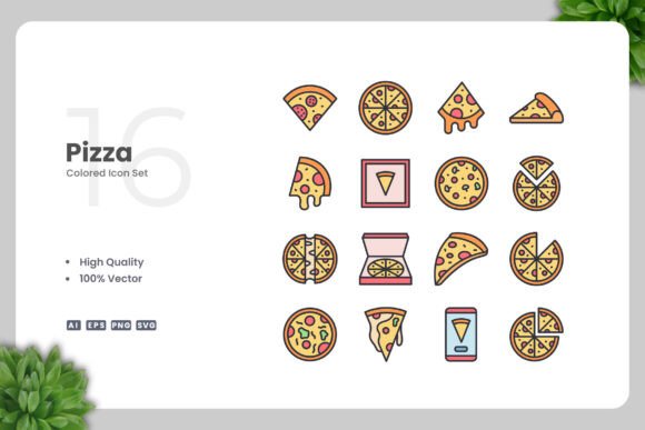 Pizza Colored Icons: Graphics for Crafters