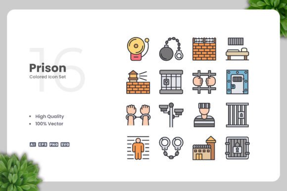 Prison Colored Icons: Modern Graphics for Branding