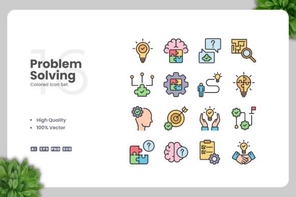Problem Solving Colored Icons: Graphics for Modern Brands