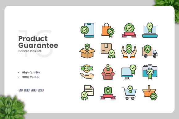 Product Guarantee Colored Icons: Essential Graphics for Branding