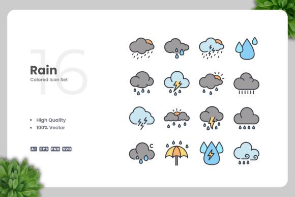 Rain Colored Icons: Graphics for Digital Sellers