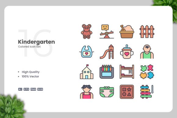 Reviewing Kindergarten Colored Icons for Stitching
