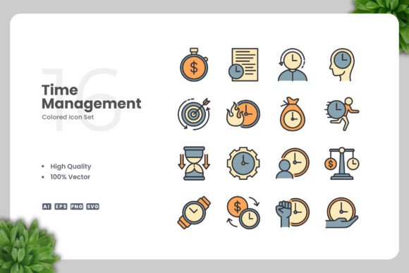Reviewing Time Management Color Icons for Stitched Projects