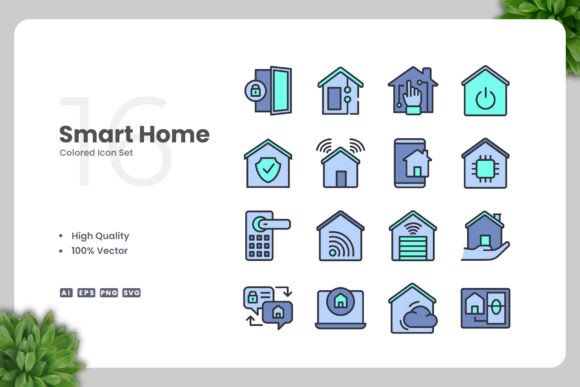 Smart Home Color Icons: Graphics & Icons for Crafters